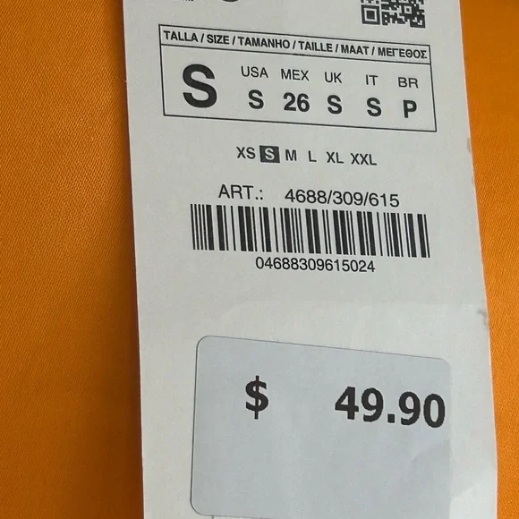 NWT Zara Orange twist satin shirt dress. Size Small. Long sleeves, deep v neck. - Picture 6 of 16